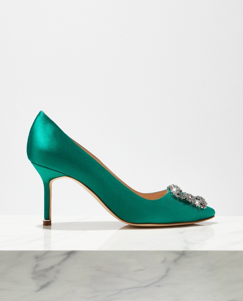 MANOLO BLAHNIK - Zielone szpilki Hangisi 7 cm - zdjęcie produktu nr 1