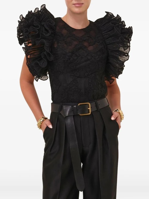 ZIMMERMANN ruffled lace top - Black - zdjęcie produktu nr 2