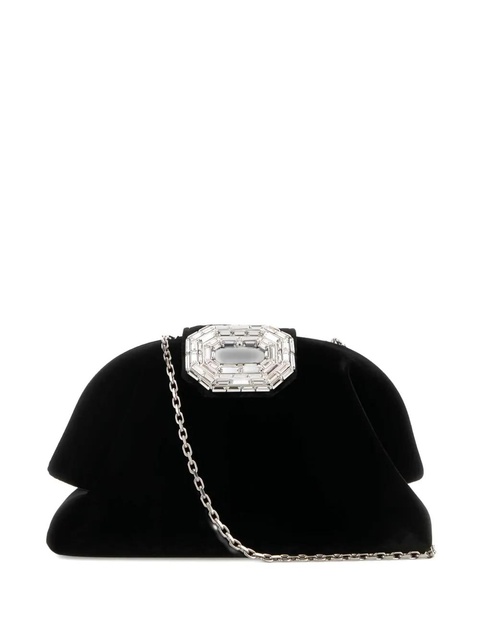 Amina Muaddi Camelia velvet clutch bag - Black - zdjęcie produktu nr 2