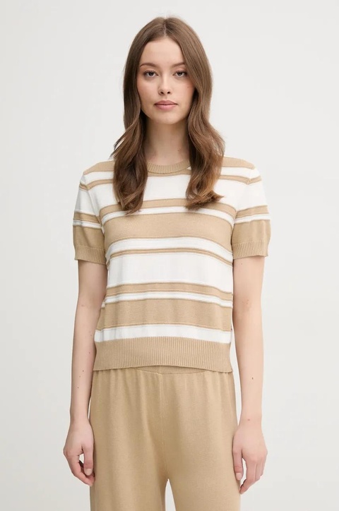 United Colors of Benetton sweter bawełniany damski kolor beżowy lekki 1294E10D0 - zdjęcie produktu nr 1
