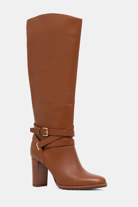 Lauren Ralph Lauren kozaki skórzane Cllns Tl Hl damskie kolor brązowy na słupku 802974386001 - zdjęcie produktu nr 1