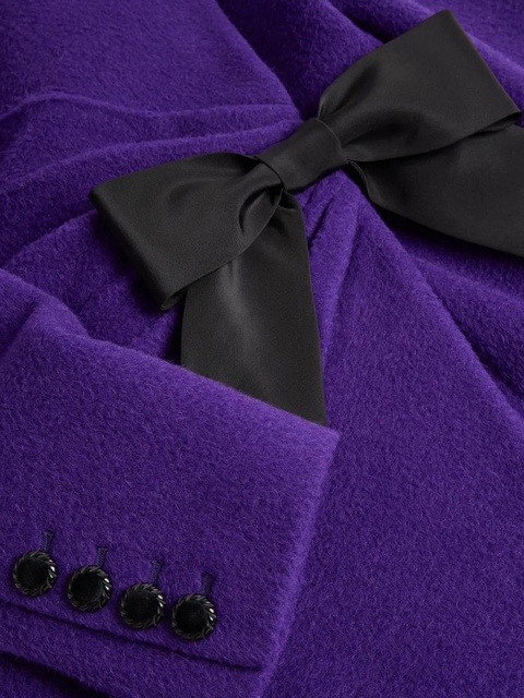 Valentino Garavani bow-detail velour peacoat - Purple - zdjęcie produktu nr 2