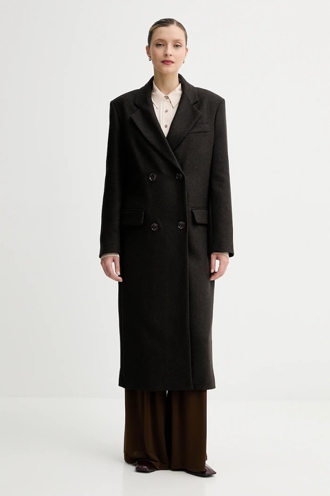 Sessun płaszcz z dodatkiem wełny kolor brązowy 25112018 - zdjęcie produktu nr 1