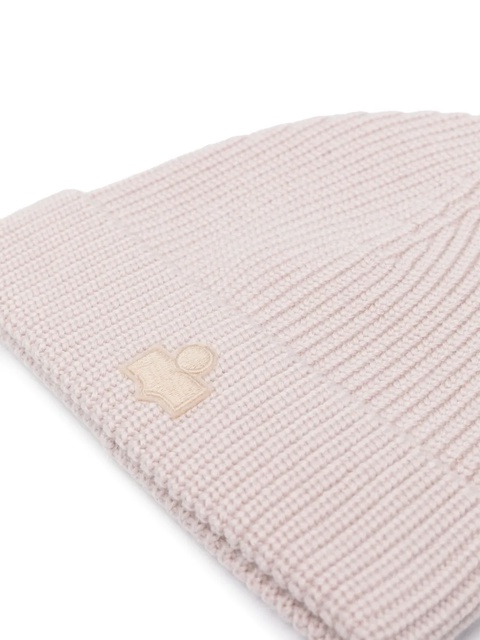 ISABEL MARANT logo-appliqué ribbed-knit beanie - Neutrals - zdjęcie produktu nr 1