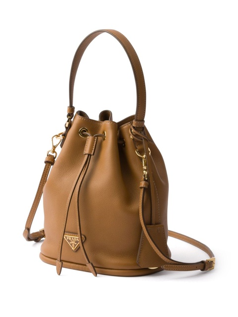 Prada mini leather bucket bag - Brown - zdjęcie produktu nr 2