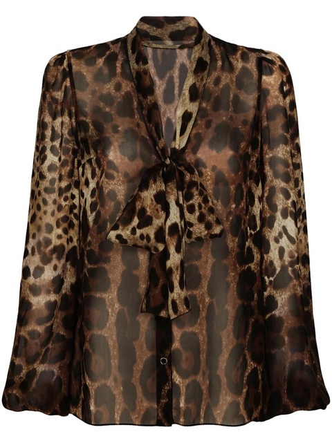 Dolce & Gabbana leopard-print silk blouse - Brown - zdjęcie produktu nr 1