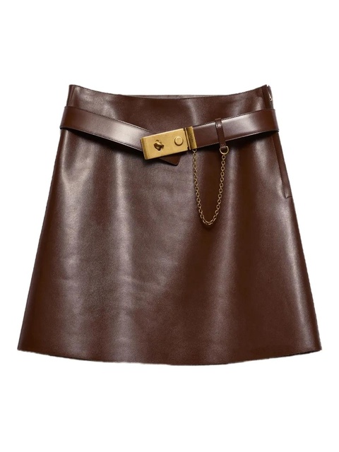 Prada belted leather miniskirt - Brown - zdjęcie produktu nr 1