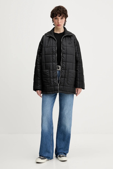 adidas Originals kurtka Quilted Jkt kolor czarny przejściowa oversize JX8825 - zdjęcie produktu nr 2