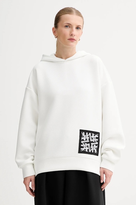 MMC STUDIO bluza damska kolor biały z kapturem z aplikacją VERITE.HOODIE - zdjęcie produktu nr 1