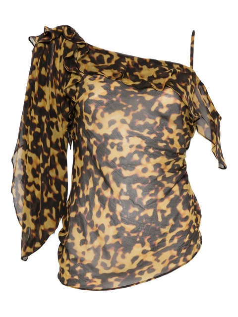 Christopher Esber ruffle-trimmed drape top - Brown - zdjęcie produktu nr 2