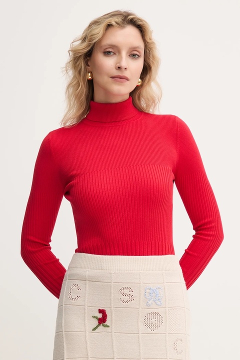 Twinset sweter damski kolor czerwony z golfem 252LI3BAA - zdjęcie produktu nr 1