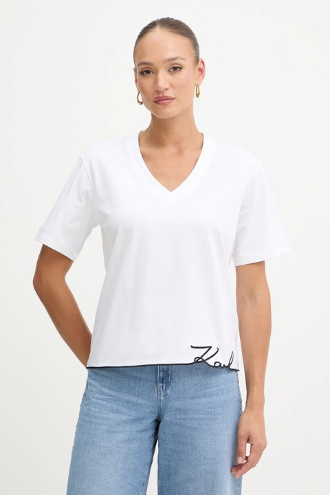 Karl Lagerfeld t-shirt bawełniany damski kolor biały B1W17031 - zdjęcie produktu nr 1