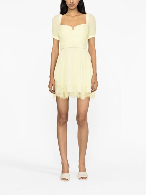 Self-Portrait chiffon lace-detail minidress - Yellow - zdjęcie produktu nr 1