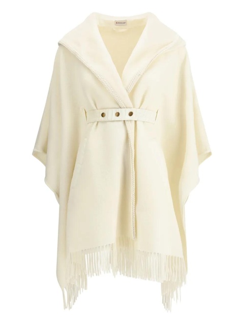 Moncler hooded fringed-hem cape - Neutrals - zdjęcie produktu nr 1