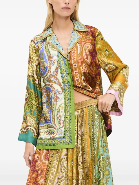 ALEMAIS graphic-pattern silk blouse - Brown - zdjęcie produktu nr 2