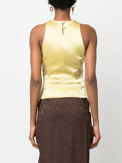 Nanushka cut-out sleeveless satin top - Yellow - zdjęcie produktu nr 2