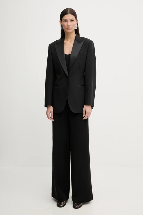 Filippa K marynarka z dodatkiem wełny kolor czarny jednorzędowa gładka 32084 - zdjęcie produktu nr 1