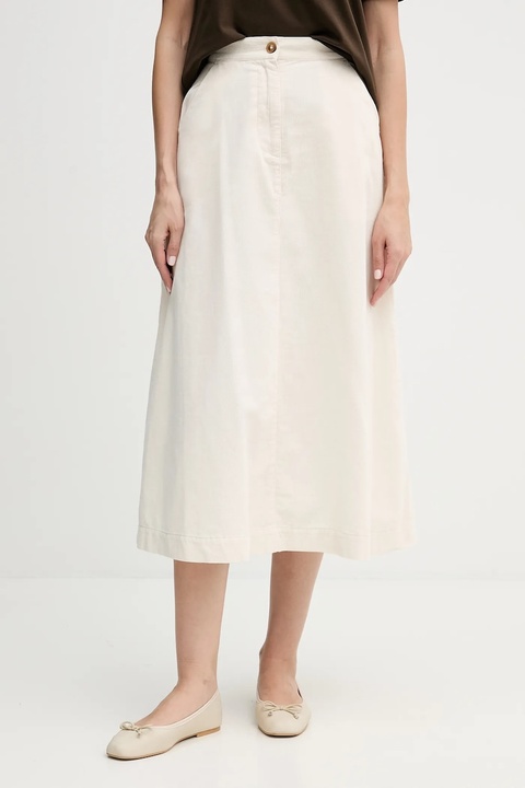 United Colors of Benetton spódnica bawełniana kolor beżowy midi rozkloszowana 494BD0058 - zdjęcie produktu nr 1