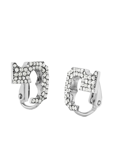 Tory Burch pavé logo clip-on earring - Silver - zdjęcie produktu nr 2