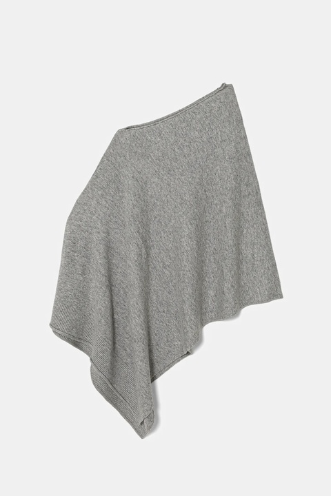 United Colors of Benetton poncho z domieszką wełny kolor szary 1235DU01A - zdjęcie produktu nr 1
