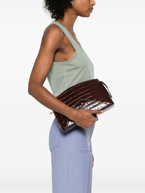 Victoria Beckham croc-embossed clutch bag - Brown - zdjęcie produktu nr 2