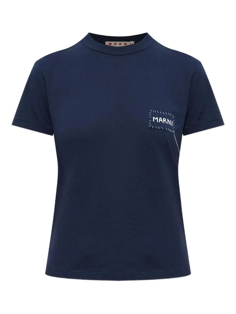Marni embroidered-patch T-shirt - Blue - zdjęcie produktu nr 1