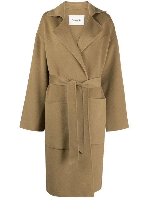 Nanushka belted wool-blend coat - Neutrals - zdjęcie produktu nr 1