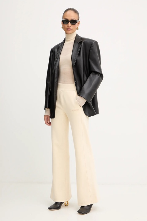 Patrizia Pepe spodnie dresowe bawełniane damskie kolor beżowy gładkie 2P1718 J079 - zdjęcie produktu nr 2