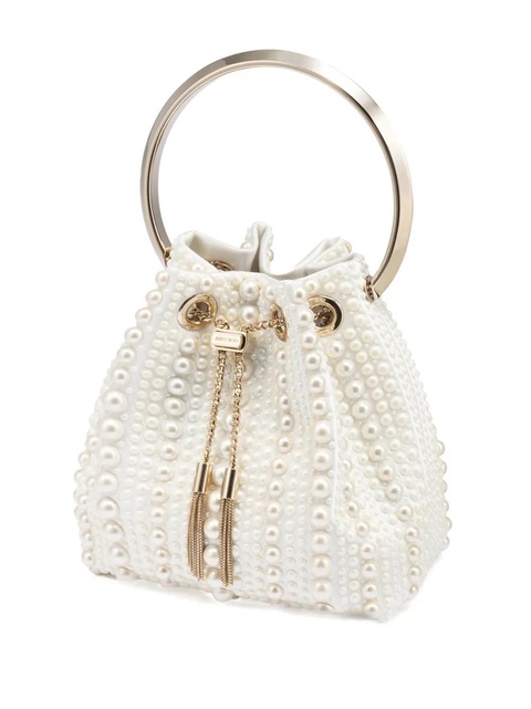 Jimmy Choo Bon Bon satin mini bag - Neutrals - zdjęcie produktu nr 1