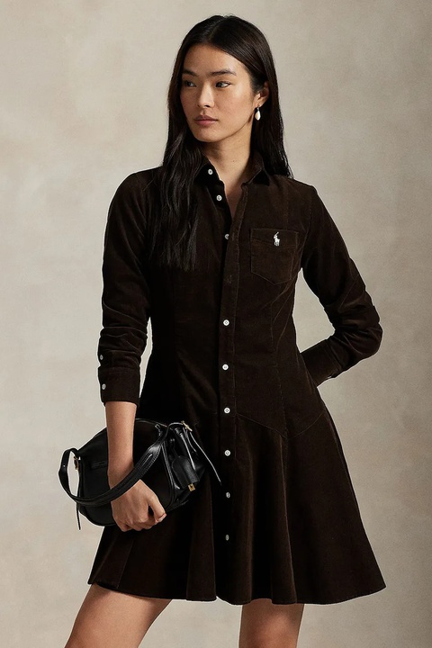 Polo Ralph Lauren sukienka bawełniana kolor brązowy mini rozkloszowana 211972069 - zdjęcie produktu nr 2