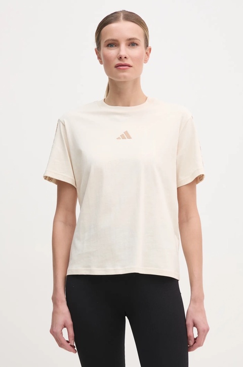 adidas t-shirt bawełniany Essentials Animal damski kolor beżowy JM1744 - zdjęcie produktu nr 1