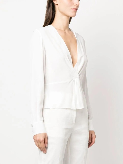 PINKO twisted V-neck blouse - White - zdjęcie produktu nr 2