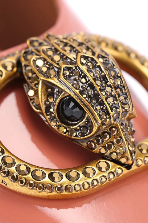 Kurt Geiger London czółenka skórzane Chelsea Block Slingback kolor brązowy na słupku z odkrytą piętą 3415017309 - zdjęcie produktu nr 1