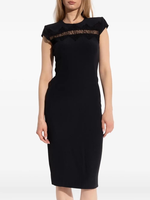 Alexander McQueen cap-sleeve lace-embroidered midi dress - Black - zdjęcie produktu nr 2