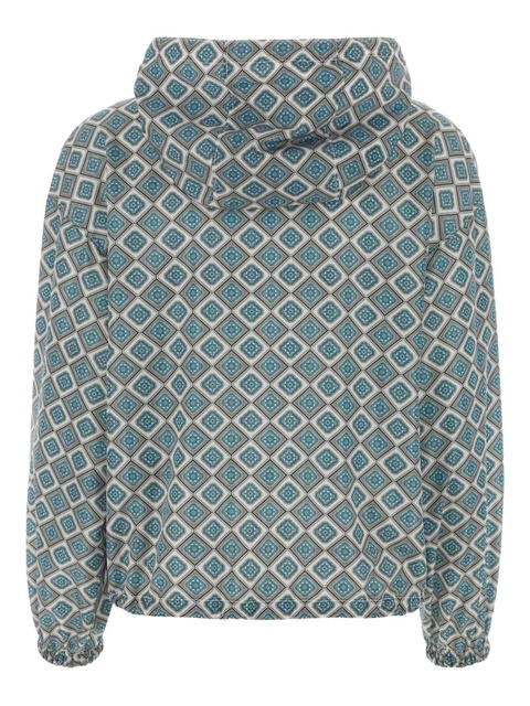 Prada geometric-print hooded jacket - Blue - zdjęcie produktu nr 2