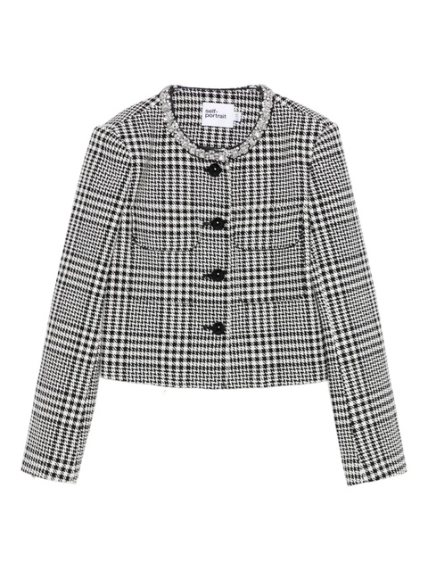 Self-Portrait houndstooth cropped jacket - Black - zdjęcie produktu nr 1