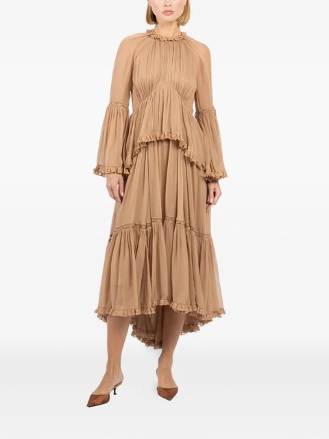 ZIMMERMANN Hypnotic asymmetric-hem midi dress - Neutrals - zdjęcie produktu nr 1