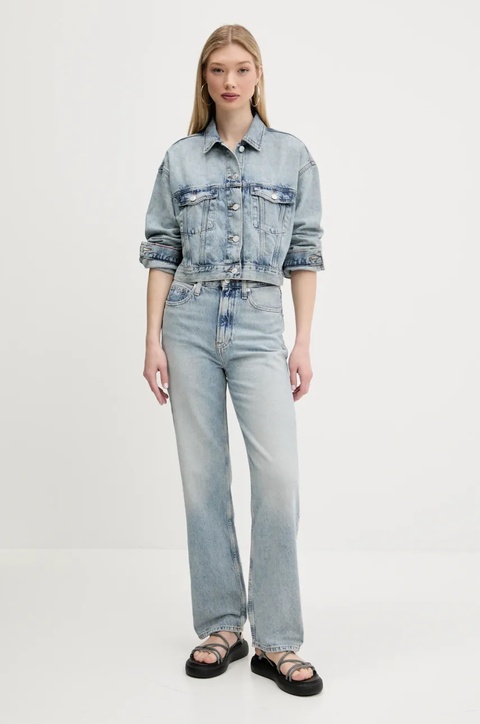 Tommy Jeans kurtka jeansowa damska kolor niebieski przejściowa oversize DW0DW21289 - zdjęcie produktu nr 2