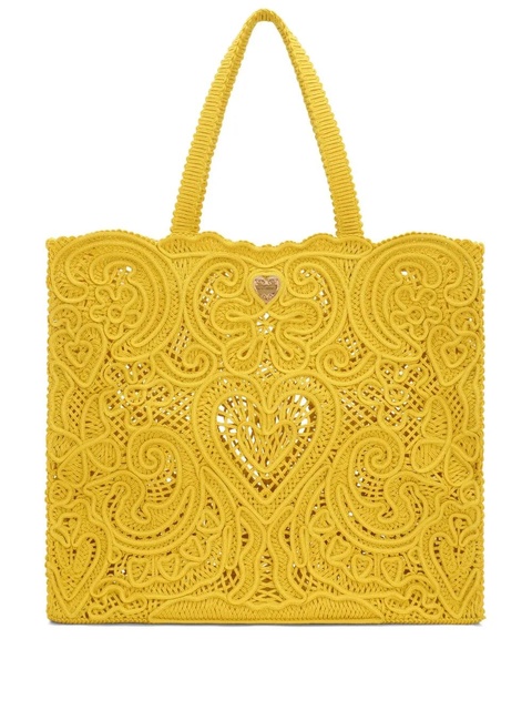 Dolce & Gabbana Beatrice lace-detail tote bag - Yellow - zdjęcie produktu nr 1