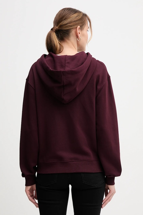 Tommy Hilfiger bluza bawełniana damska kolor bordowy z kapturem z aplikacją WW0WW46126 - zdjęcie produktu nr 1