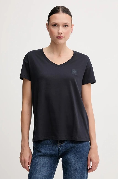 Armani Exchange t-shirt bawełniany damski kolor granatowy XW000531 AF10359 - zdjęcie produktu nr 1