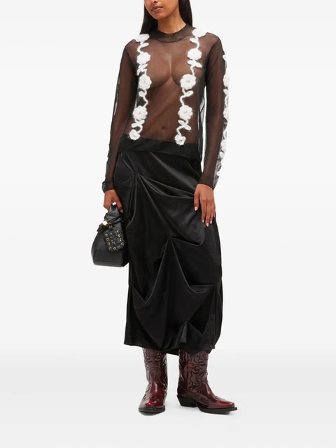 GANNI crochet-flowers mesh top - Black - zdjęcie produktu nr 2
