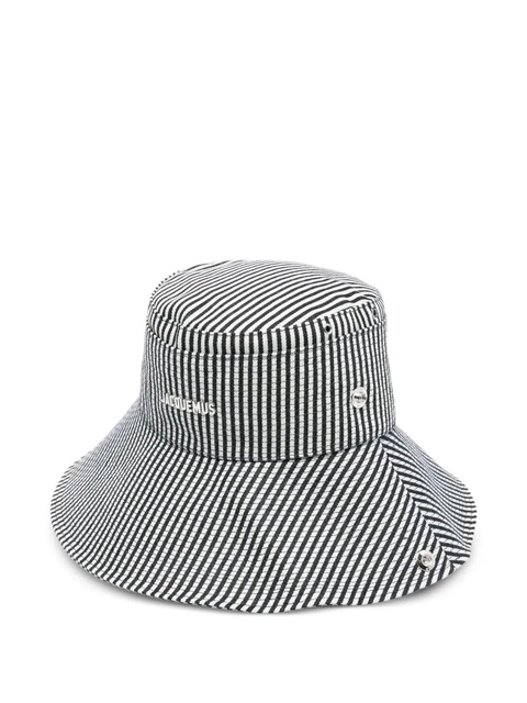 Jacquemus Le Bob De-Nîmes striped denim bucket hat - White - zdjęcie produktu nr 1