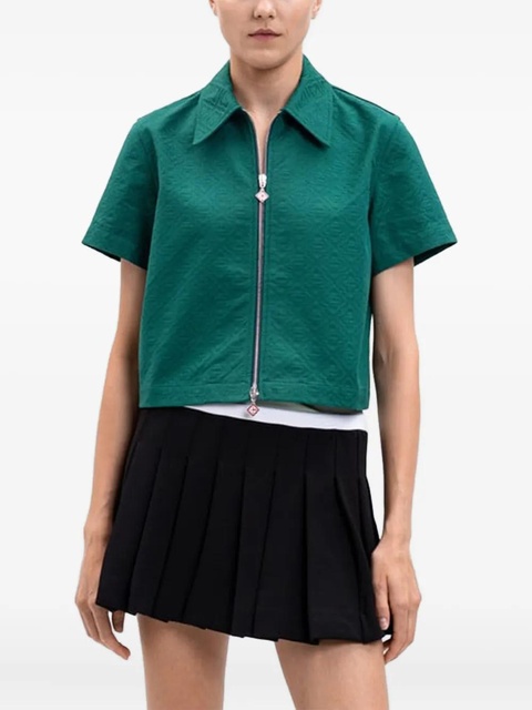 Casablanca logo-embossed zip-front shirt - Green - zdjęcie produktu nr 2