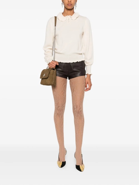 Valentino Garavani ruffled-collar cashmere polo top - Neutrals - zdjęcie produktu nr 1