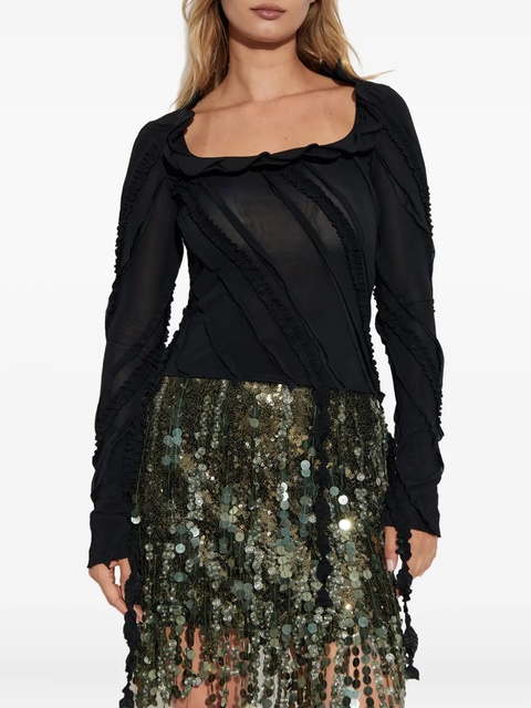 Blumarine ruffled-detail long-sleeve top - Black - zdjęcie produktu nr 1