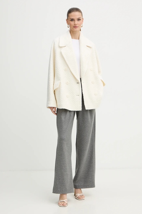 BOSS Orange płaszcz z dodatkiem wełny kolor biały 50548664 - zdjęcie produktu nr 1