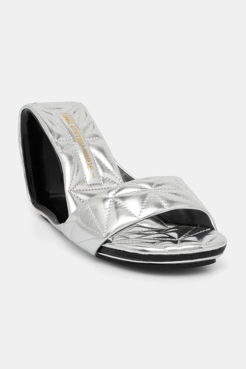 United Nude klapki skórzane Mobius Hi damskie kolor srebrny na koturnie 10001902188 - zdjęcie produktu nr 1