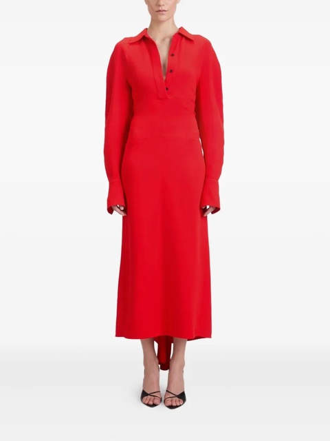 Victoria Beckham long-sleeve polo-collar midi dress - Red - zdjęcie produktu nr 1
