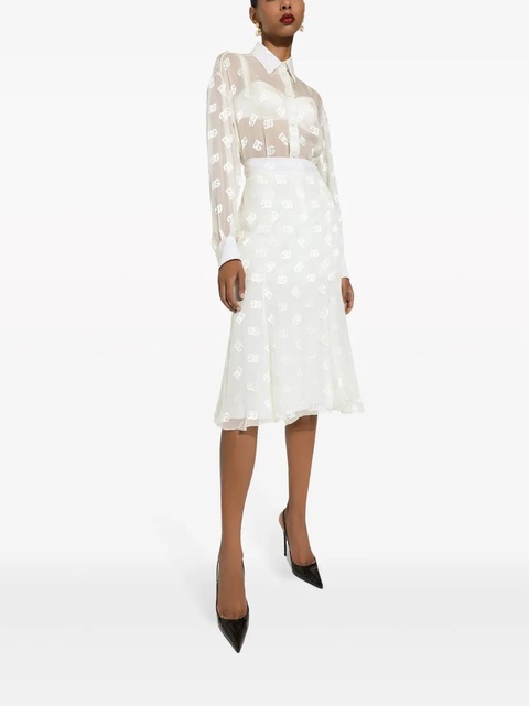 Dolce & Gabbana monogram-jacquard semi-sheered shirt - White - zdjęcie produktu nr 1